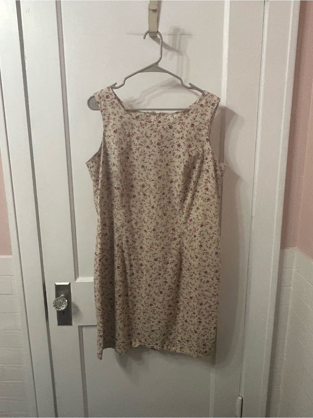 Vintage Casual Corner Cream Floral Square-Neck Midi Dress